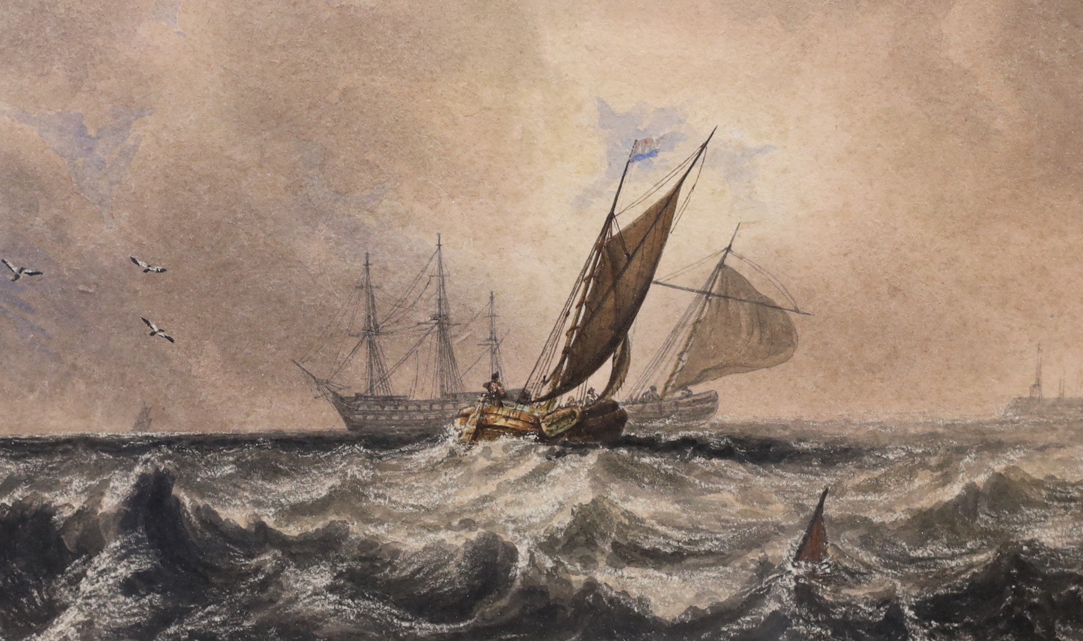 Julia Lowther (19th/20th. C) pair of watercolours, Shipping, one inscribed verso ‘from Hastings’, 23 x 14cm